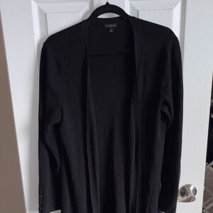 Talbots Classic Black Open Cardigan